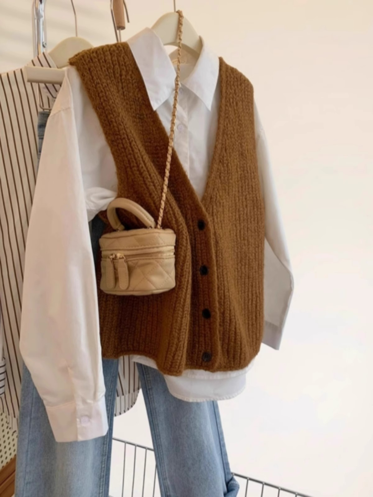 Корейский стиль: Женский вязан – обзор и цена Shoulder Pad Set In