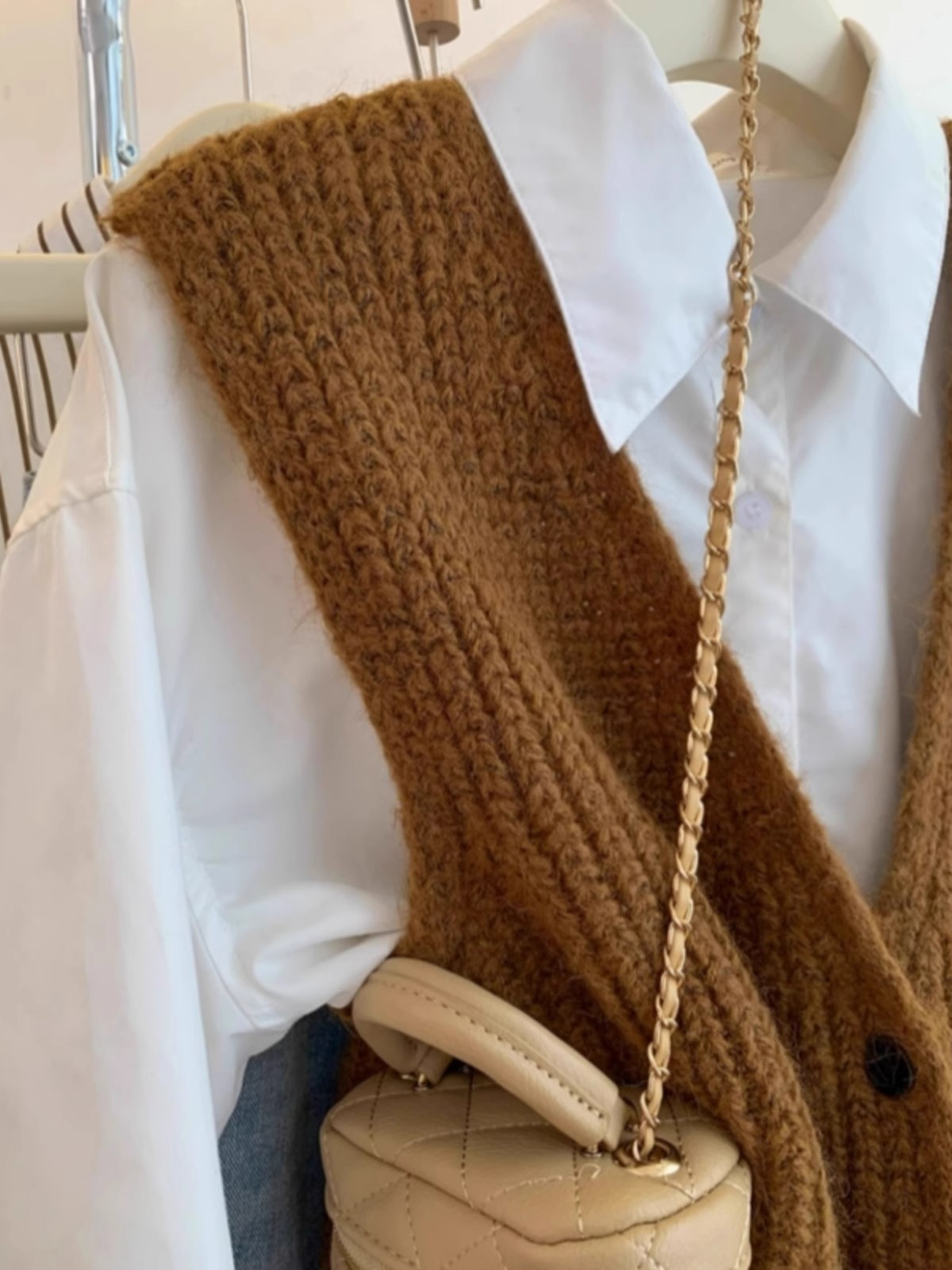 Корейский стиль: Женский вязан – обзор и цена Shoulder Pad Set In